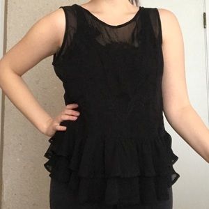 Guess: Black peplum top